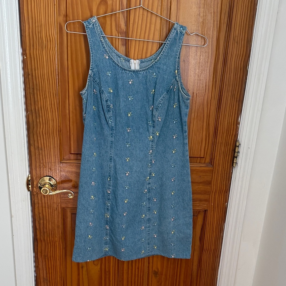 Floral Embroidered Denim Dress